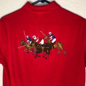 Polo Ralph Lauren red embroidered front and back cotton polo shirt equestrian
